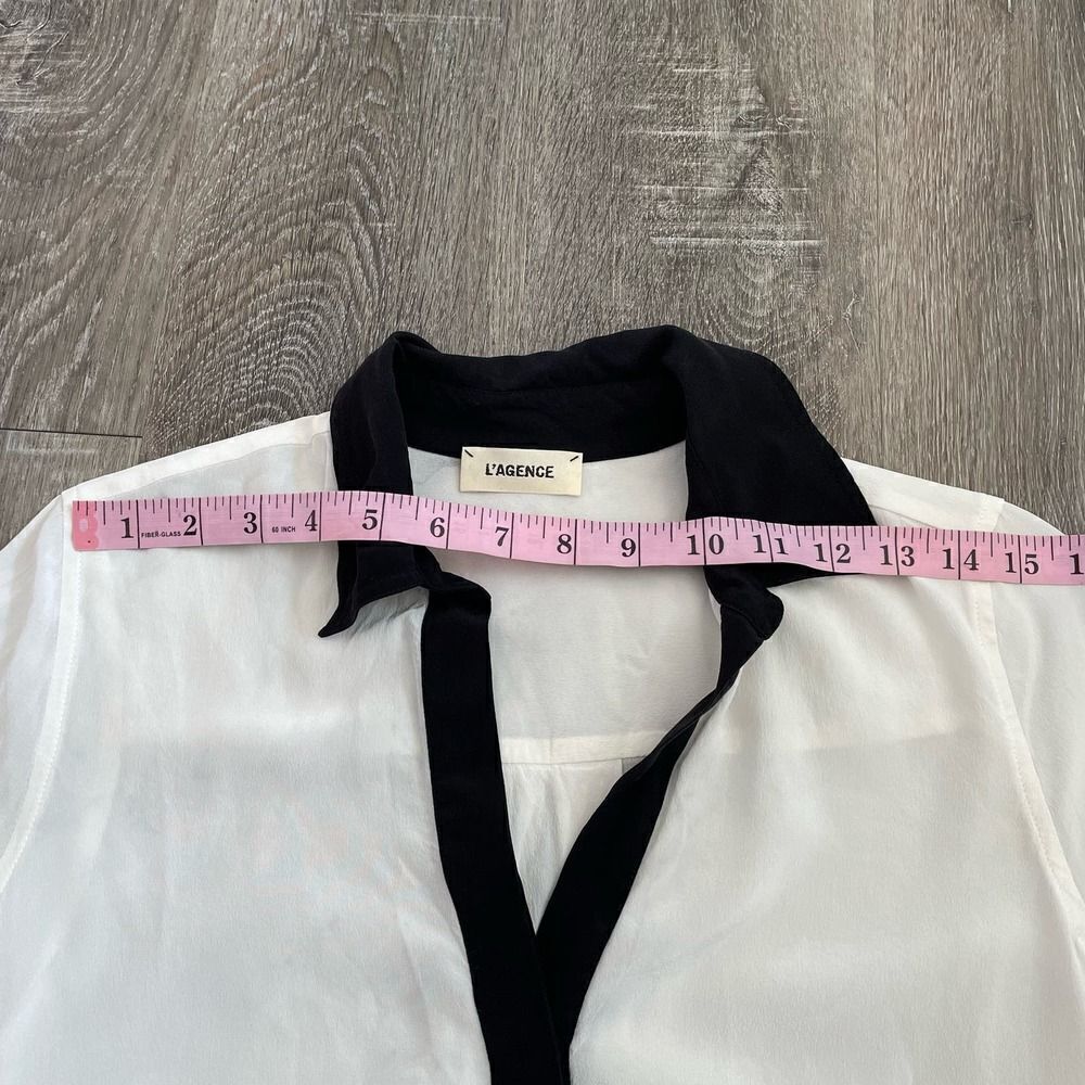 L'AGENCE White Semi-Sheer Button Down Blouse - Picture 12 of 16